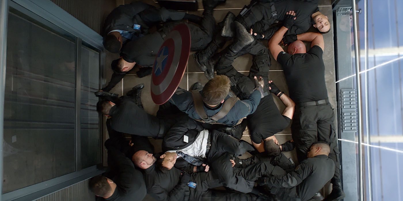 Captain America The Winter Soldier elevator fight scene