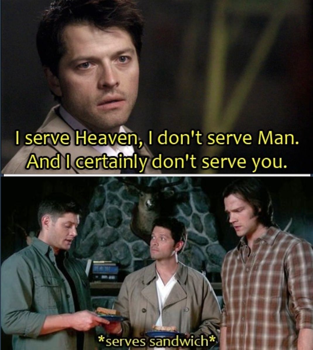 Cas serves Winchesters