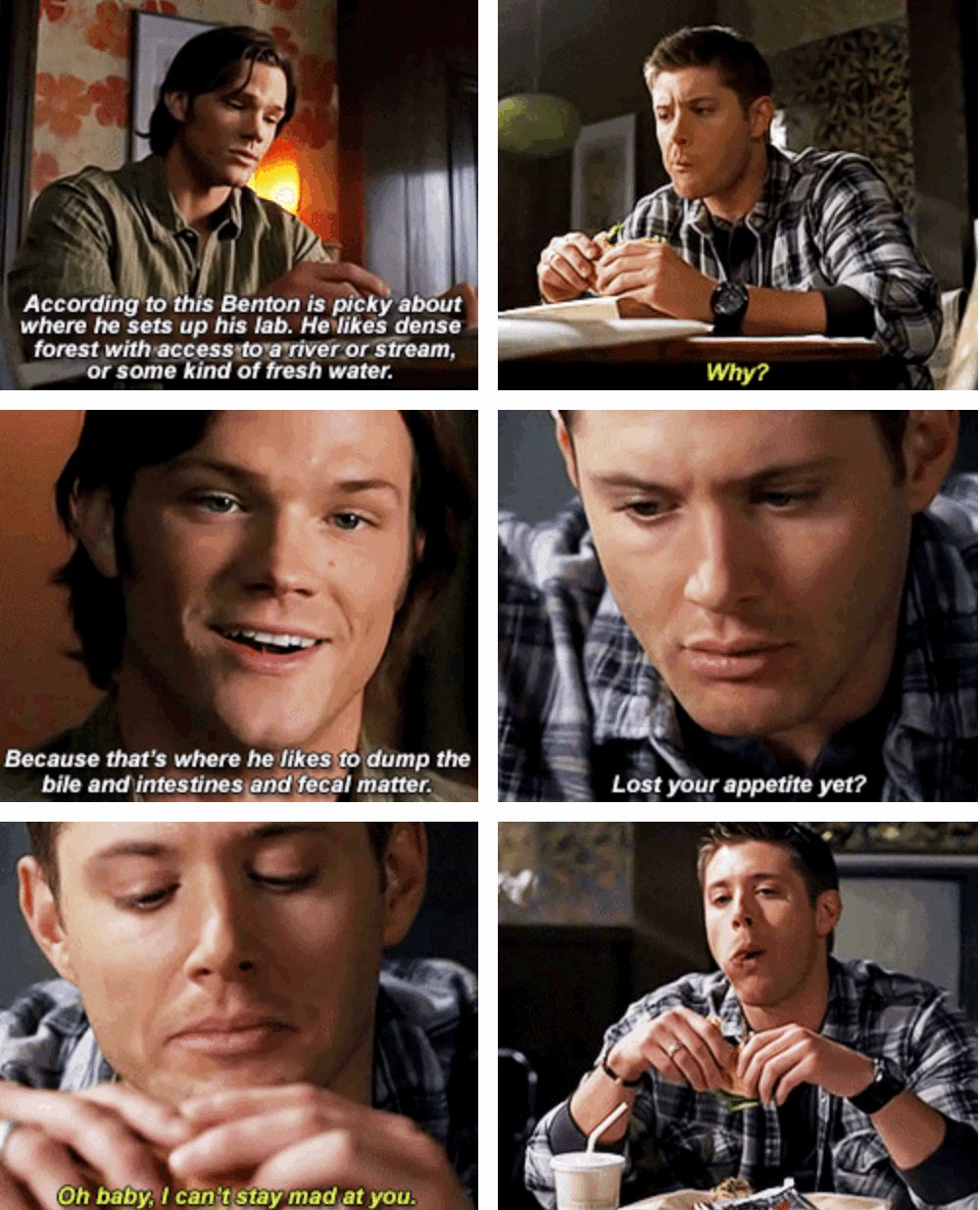 Dean with his burger