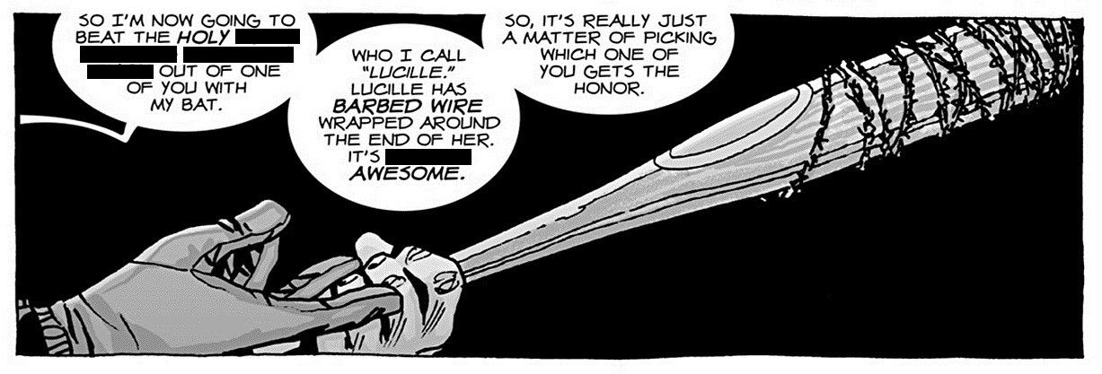 Negan introducing Lucille in The Walking Dead Comic Panel