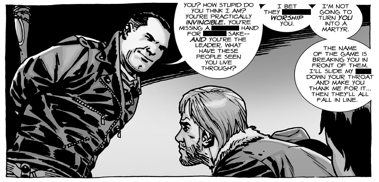 Negan's Cursing Redacted from The Walking Dead Comic Panel