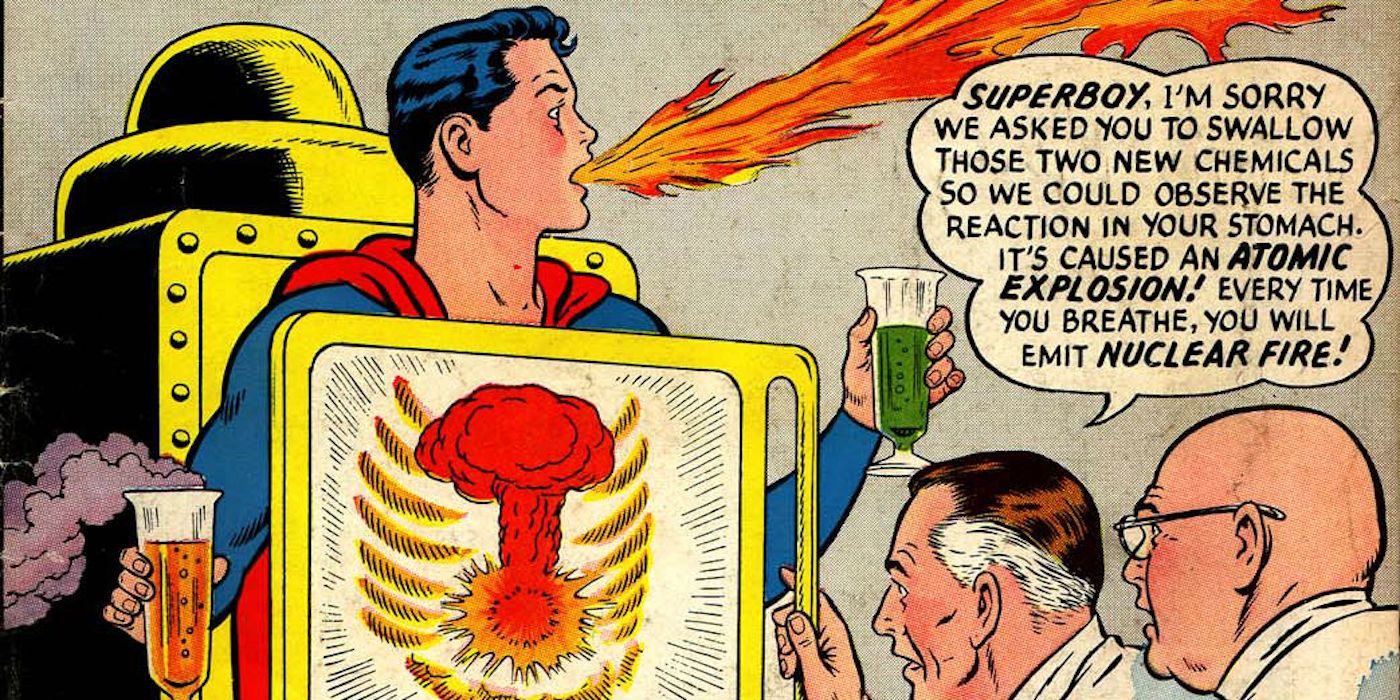 Silver Age Superboy eats a small nuclear explosion