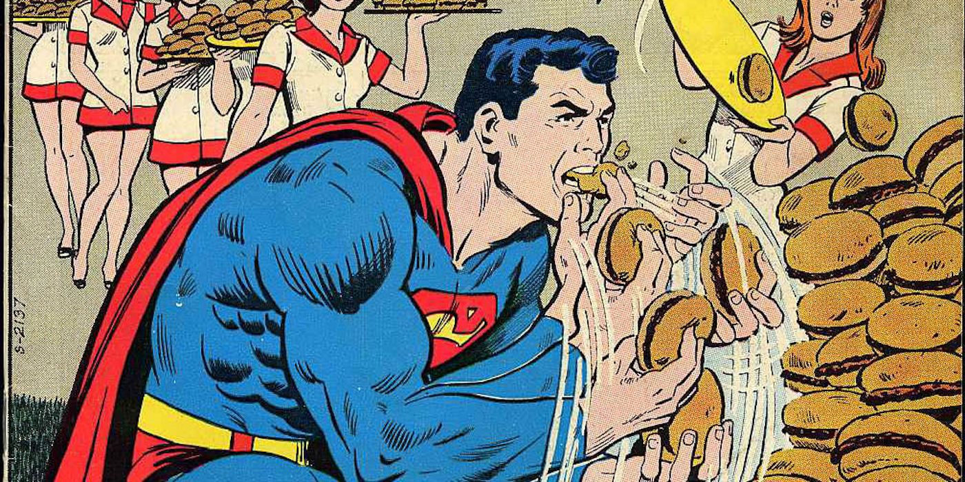 Superman eats hundreds of hamburgers in DC Comics 