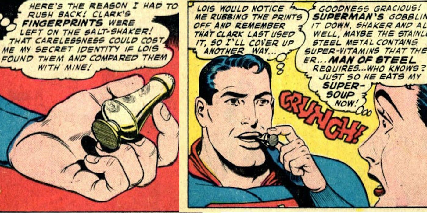 Superman eats a salt shaker in DC Comics
