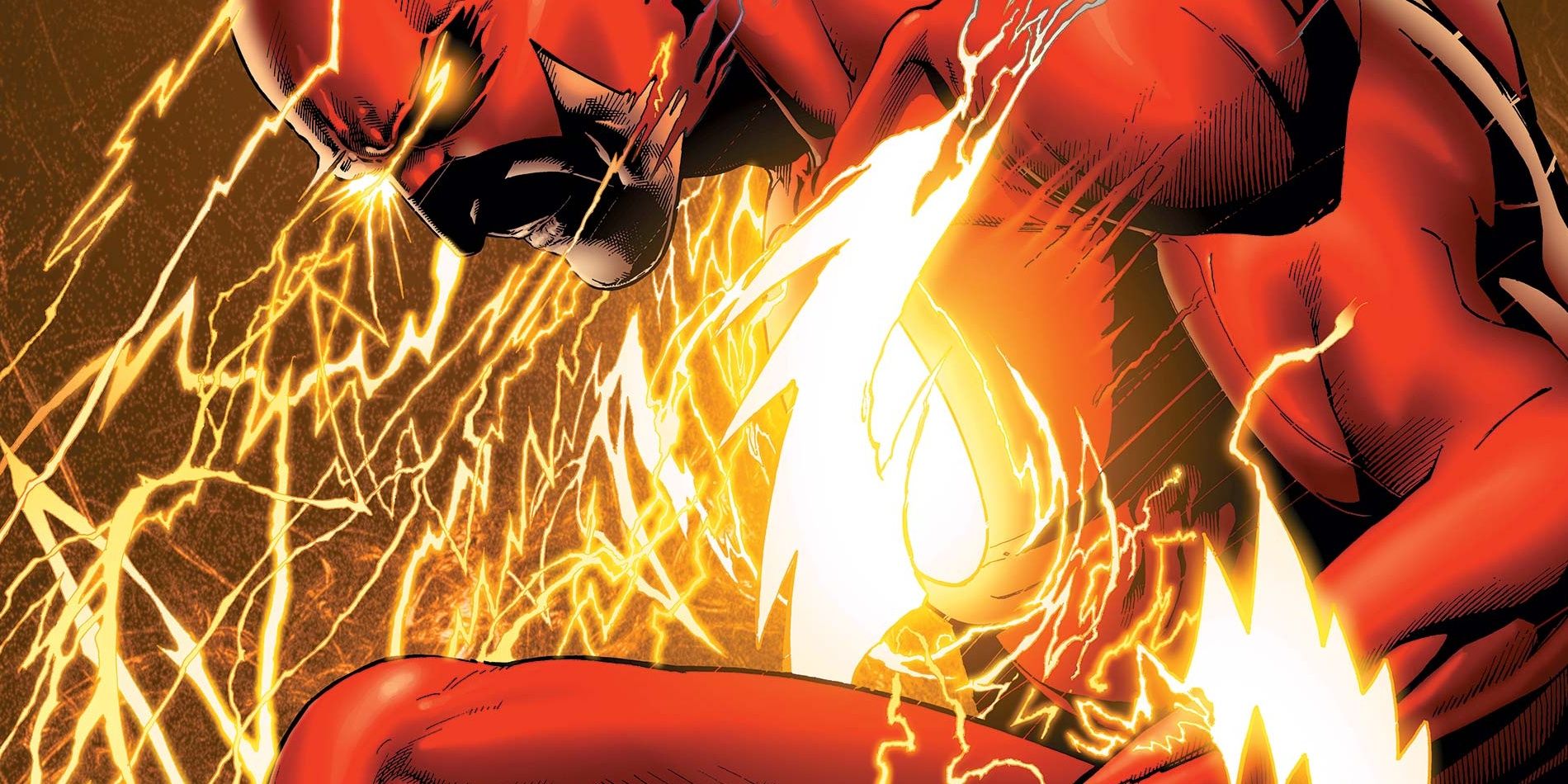 Barry Allen entouré d'éclairs dans Flash Rebirth.