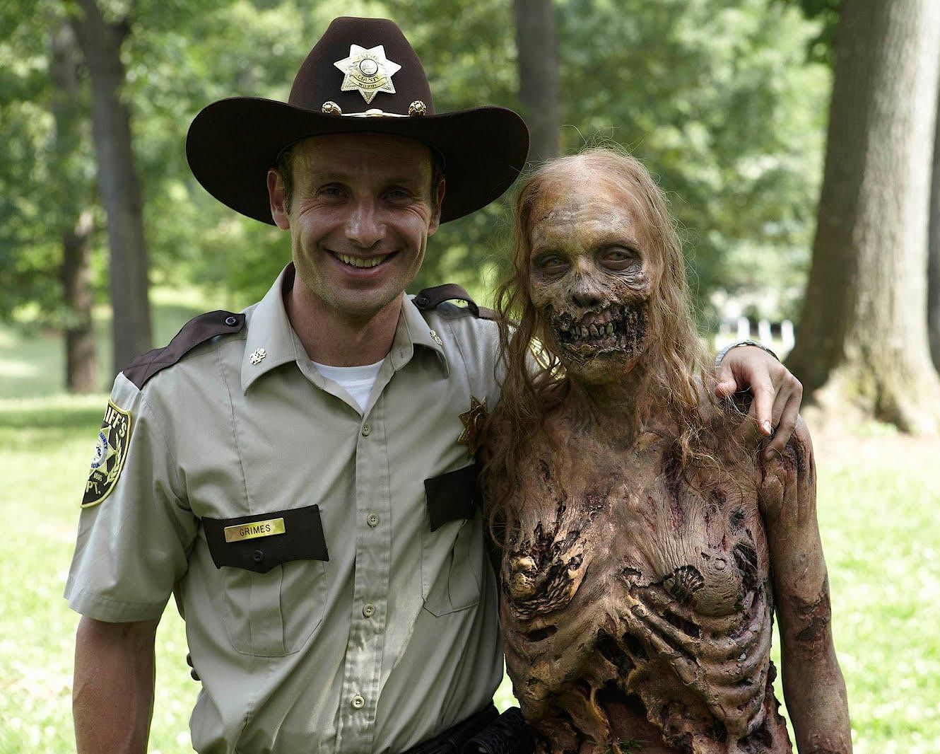 The Walking Dead Rick and a Zombie take a picture