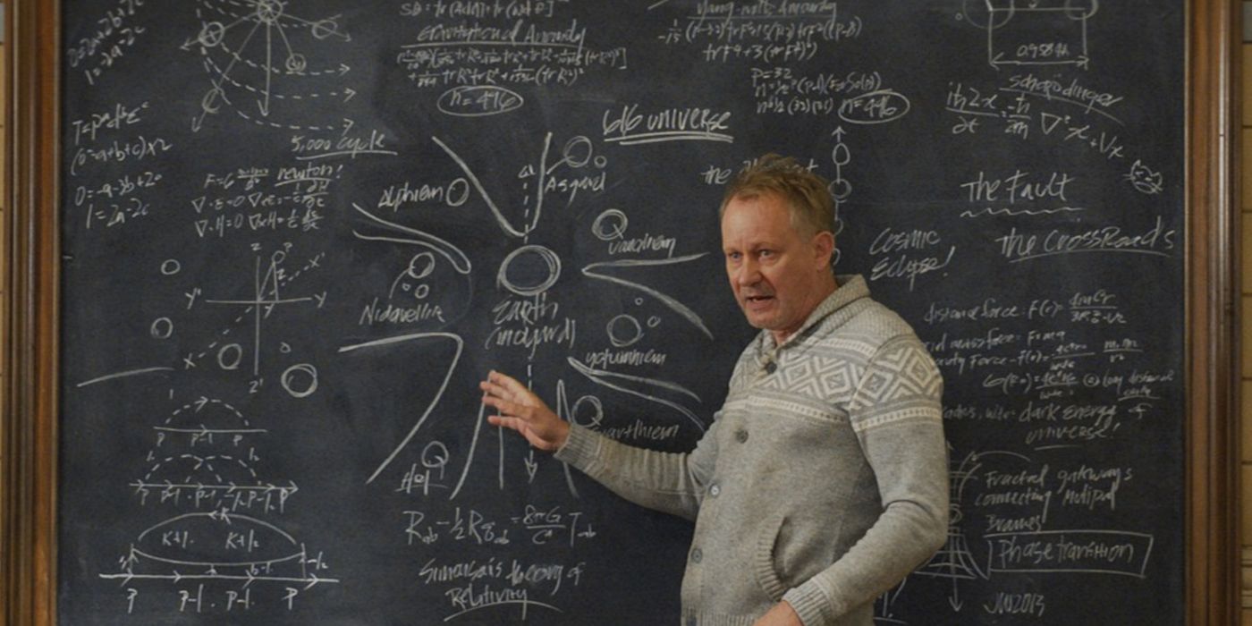Dr. Selvig explaining his calculations to the people in the psych ward