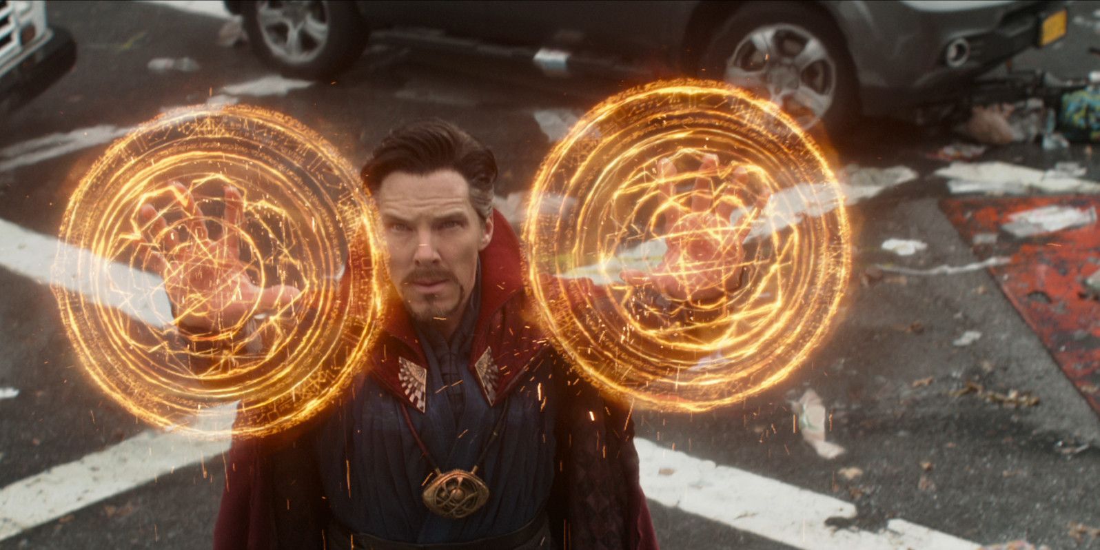 Doctor Strange casting magical spells during Infinity War