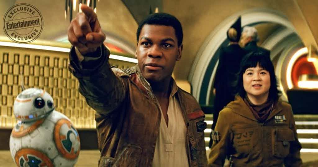 BB-8, Finn, and Rose Tico in Star Wars The Last Jedi