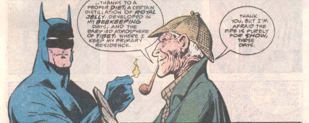 Detective Comics 572 Panel of Batman and Sherlock Holmes