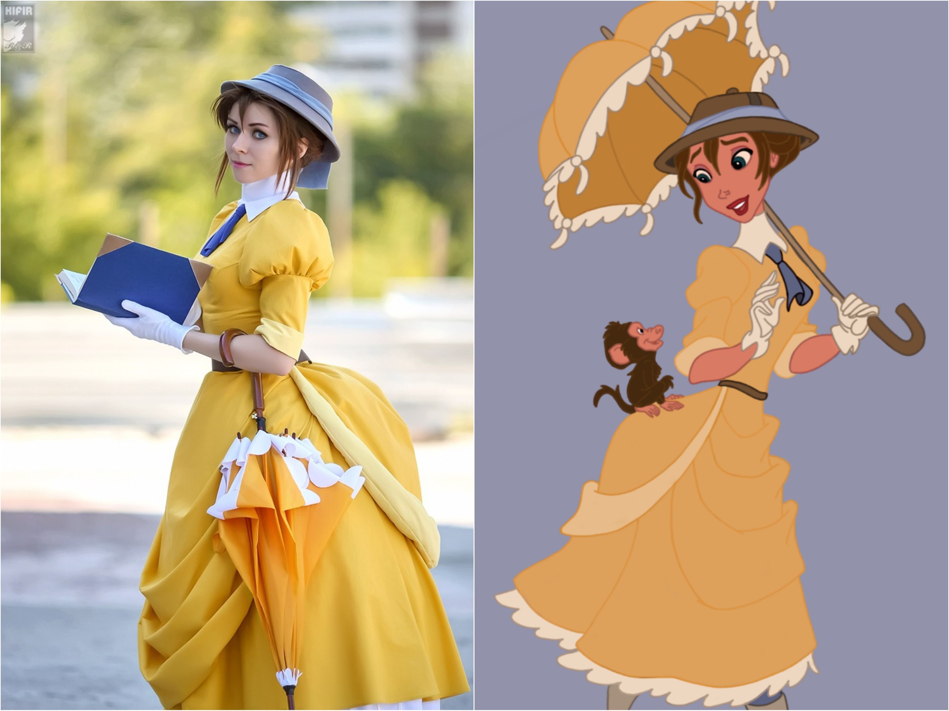 Jane Porter Cosplay beside character picture