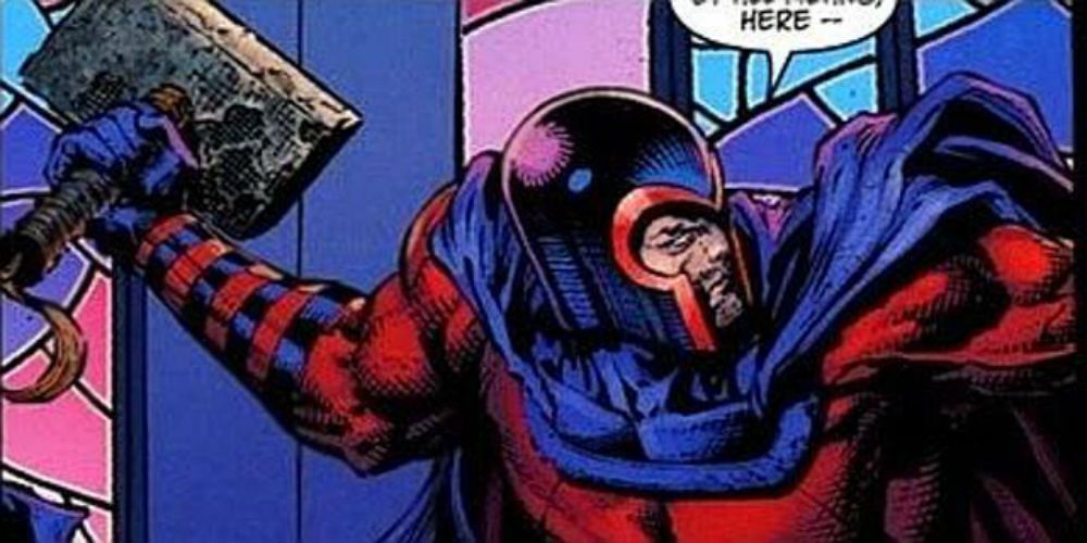 Magneto wielding Mjolnir during Ultimatum