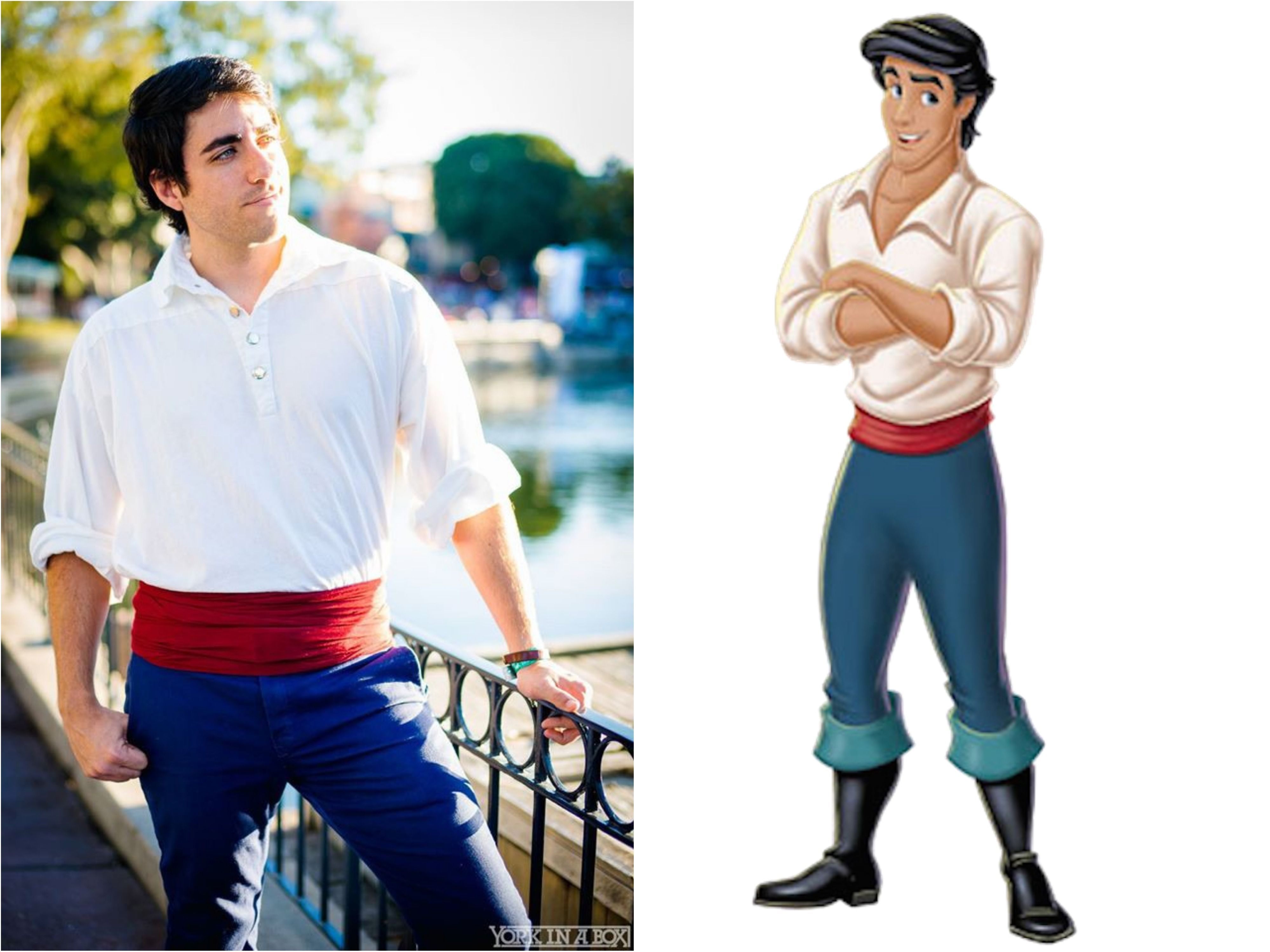 Prince Eric Cosplay beside character picture