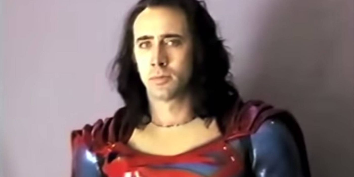 Nicolas Cage dons his Superman suit.