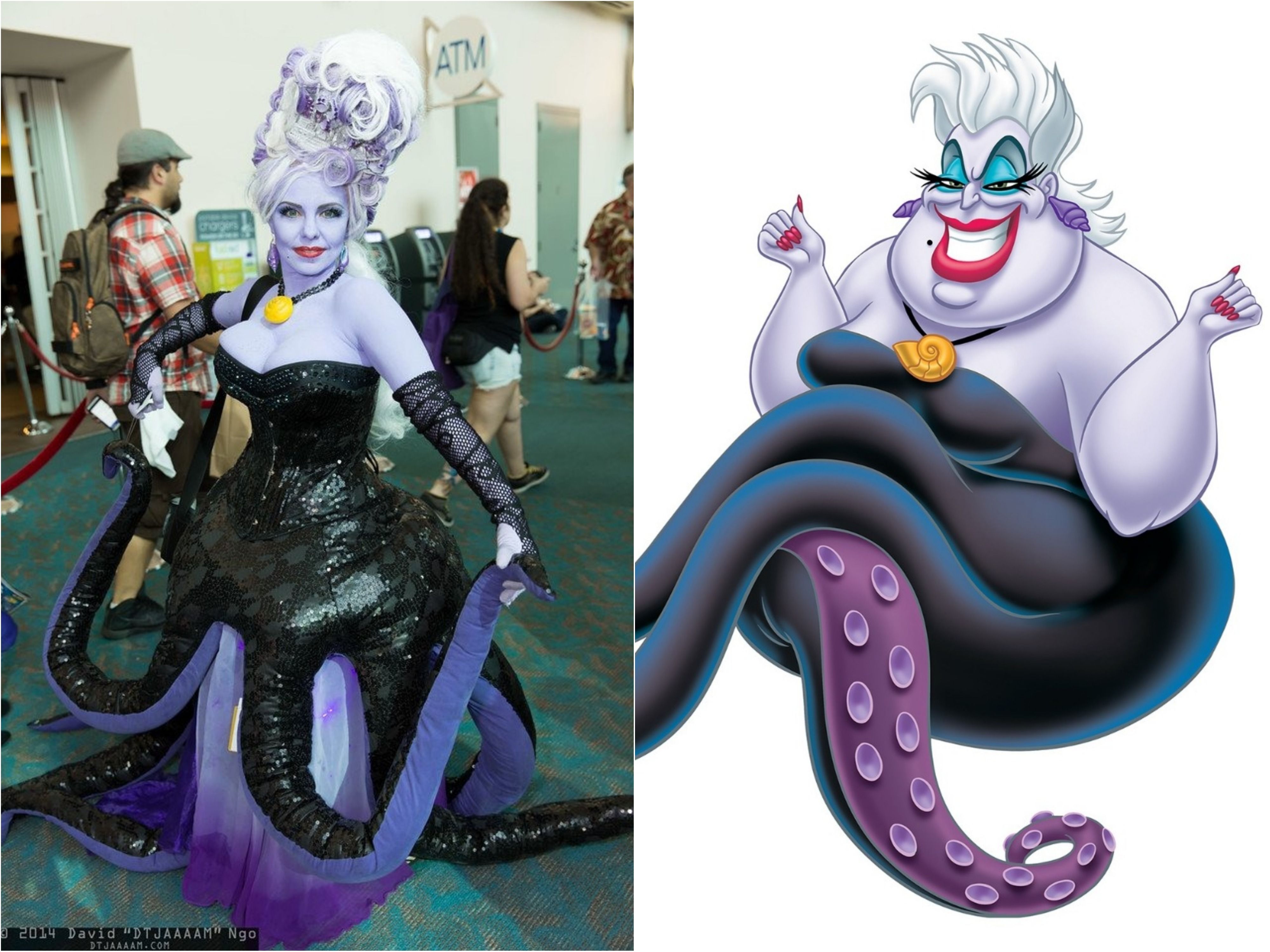 Ursula Cosplay beside character picture