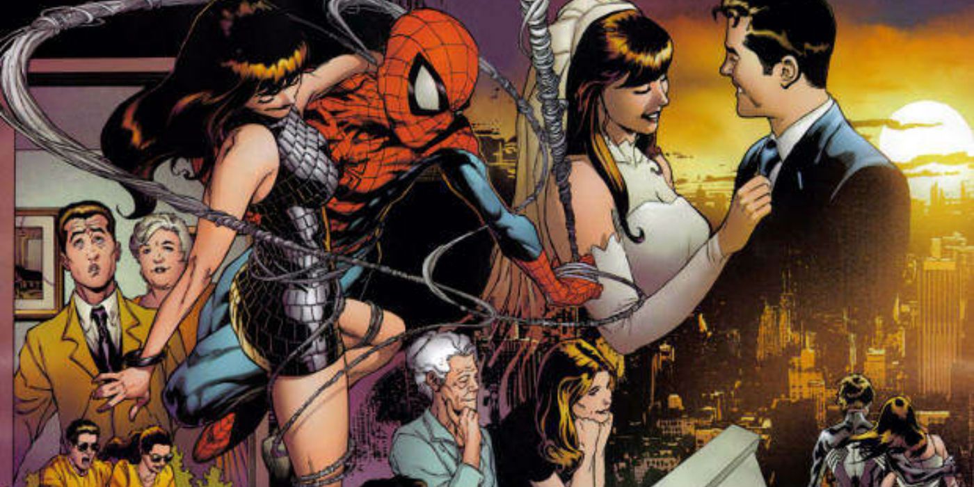 Images of Spider-Man and Mary Jane from the One Day More story in Marvel Comics