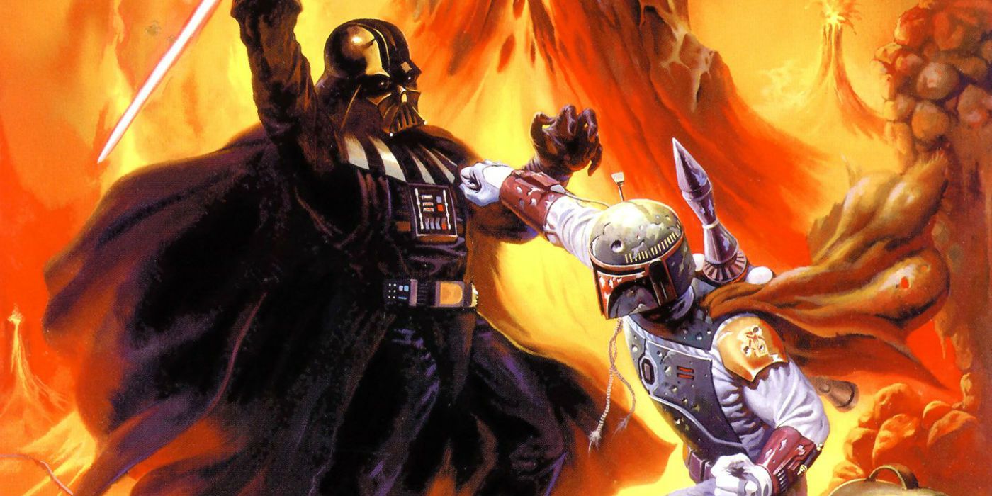Darth Vader and Boba Fett fight