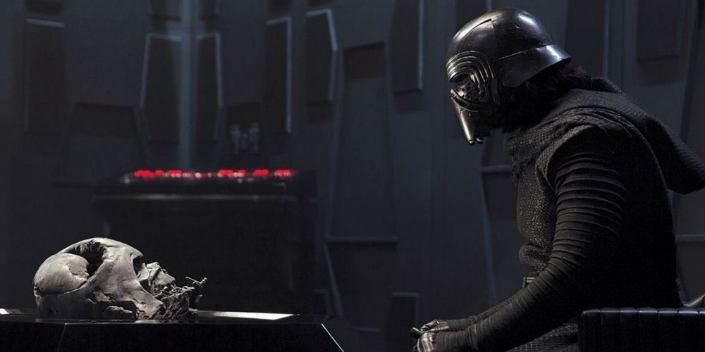Kylo Ren Darth Vader helmet in The Force Awakens