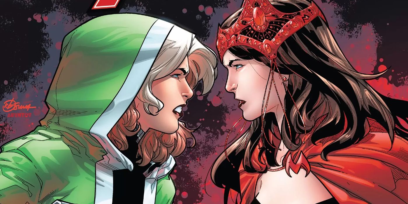 Rogue facing off with Scarlet Witch from Uncanny Avengers