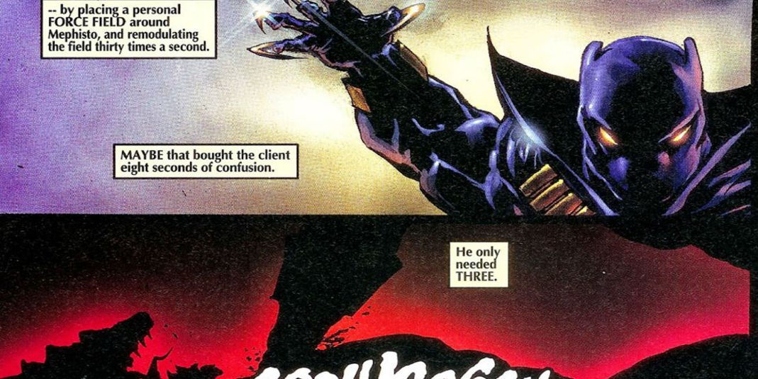 Black Panther fights Mephisto in Marvel Comics
