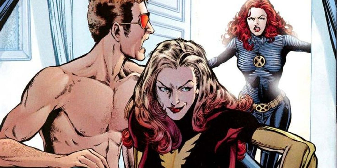 Jean Grey walks in on Cyclops and Emma having a psychic affair from Marvel Comics' New X-Men: Murder At The Mansion