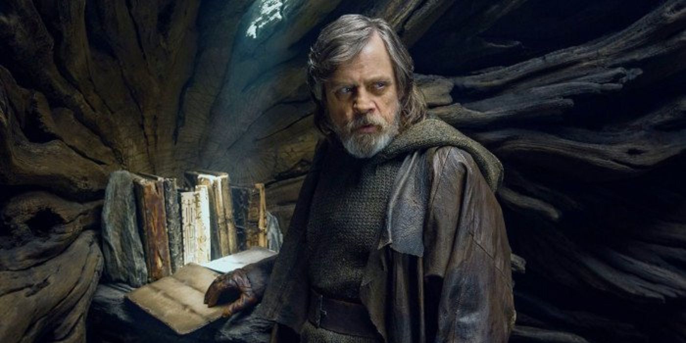 Luke Skywalker next to Jedi texts in Star Wars: The Last Jedi.