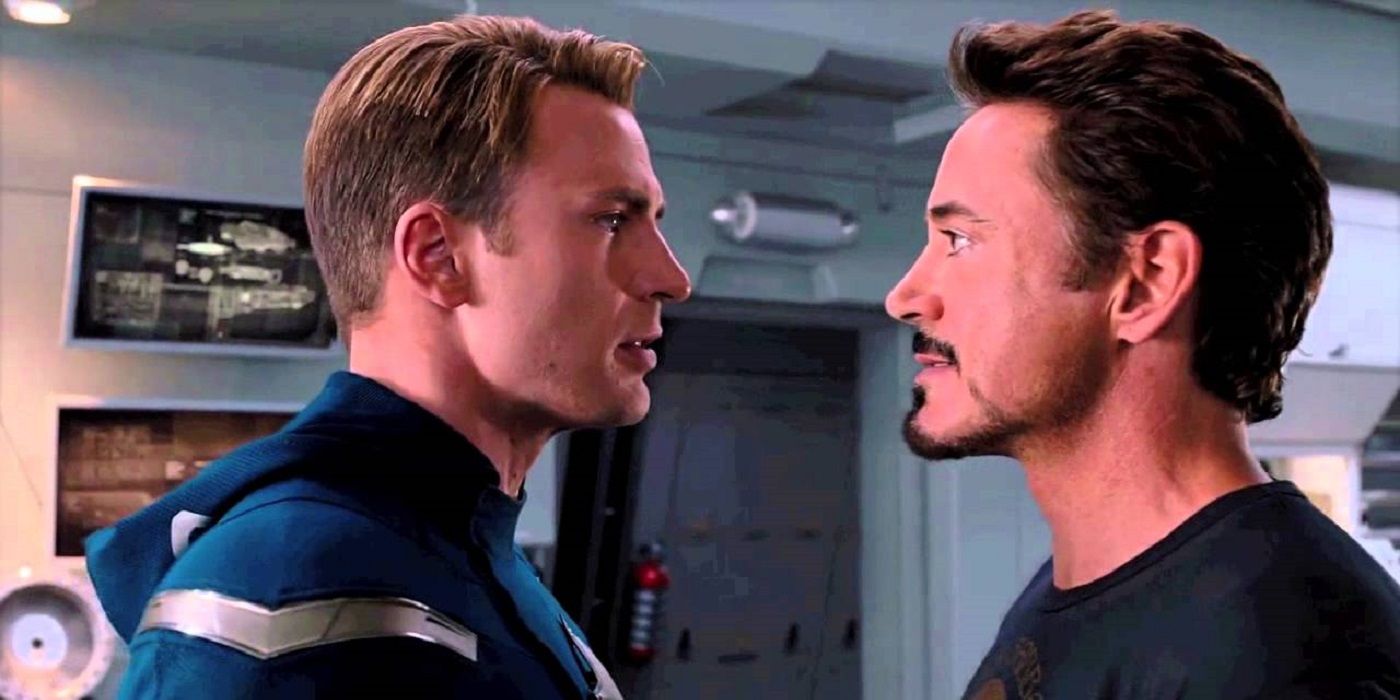 Steve Rogers and Tony Stark in Avengers.