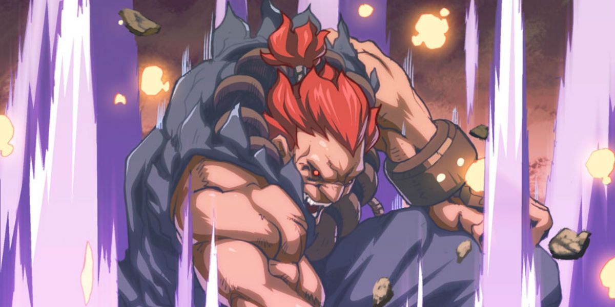 Akuma Udon punching the ground in Street Fighter