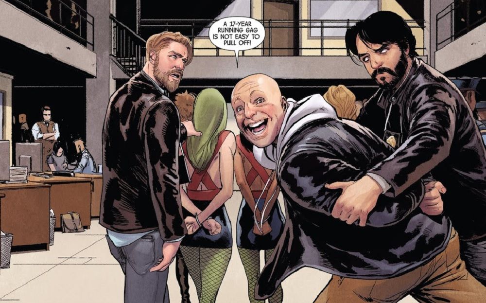 Bendis Marquez and Ponsor in Defenders 9 cameo