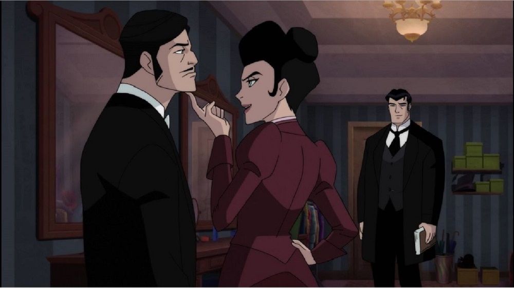 Catwoman with Harvey Dent and Bruce Wayne in Gotham by Gaslight