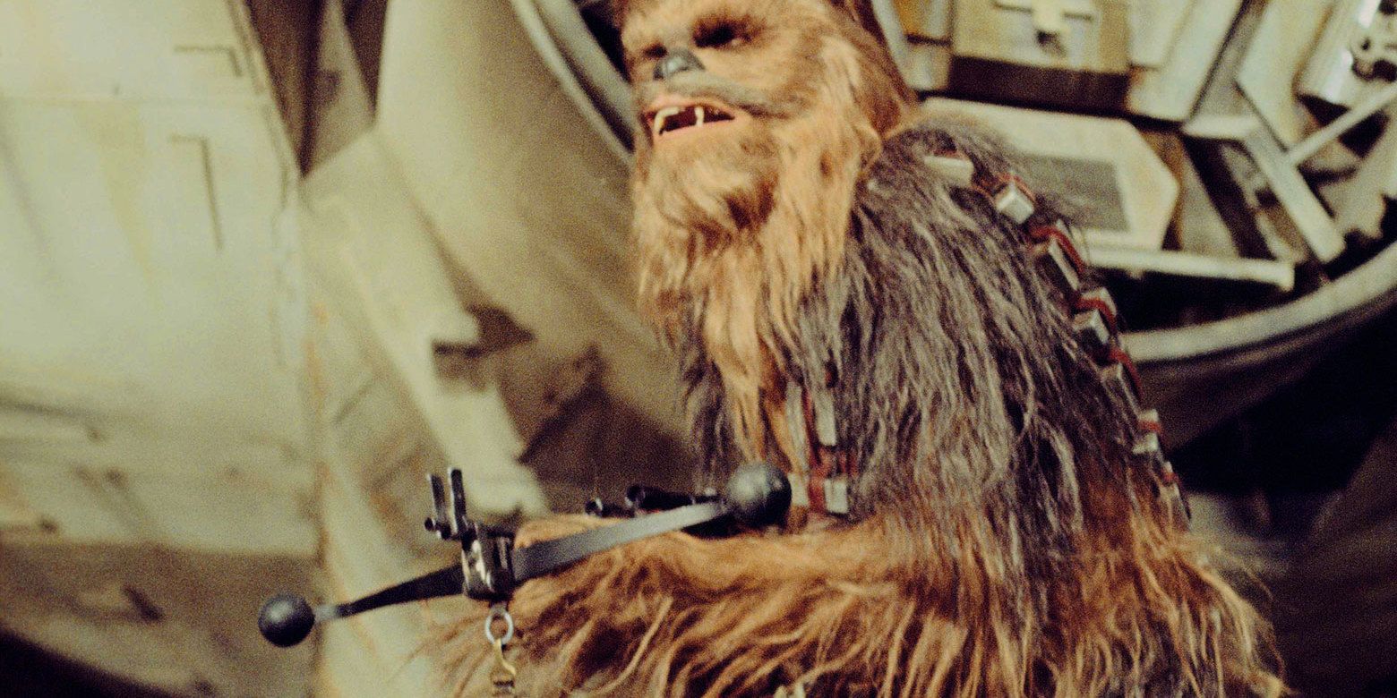 Chewbacca holding a Bowcaster