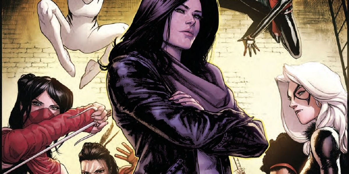 Defenders 9 cover header Jessica Jones Elektra Black Cat