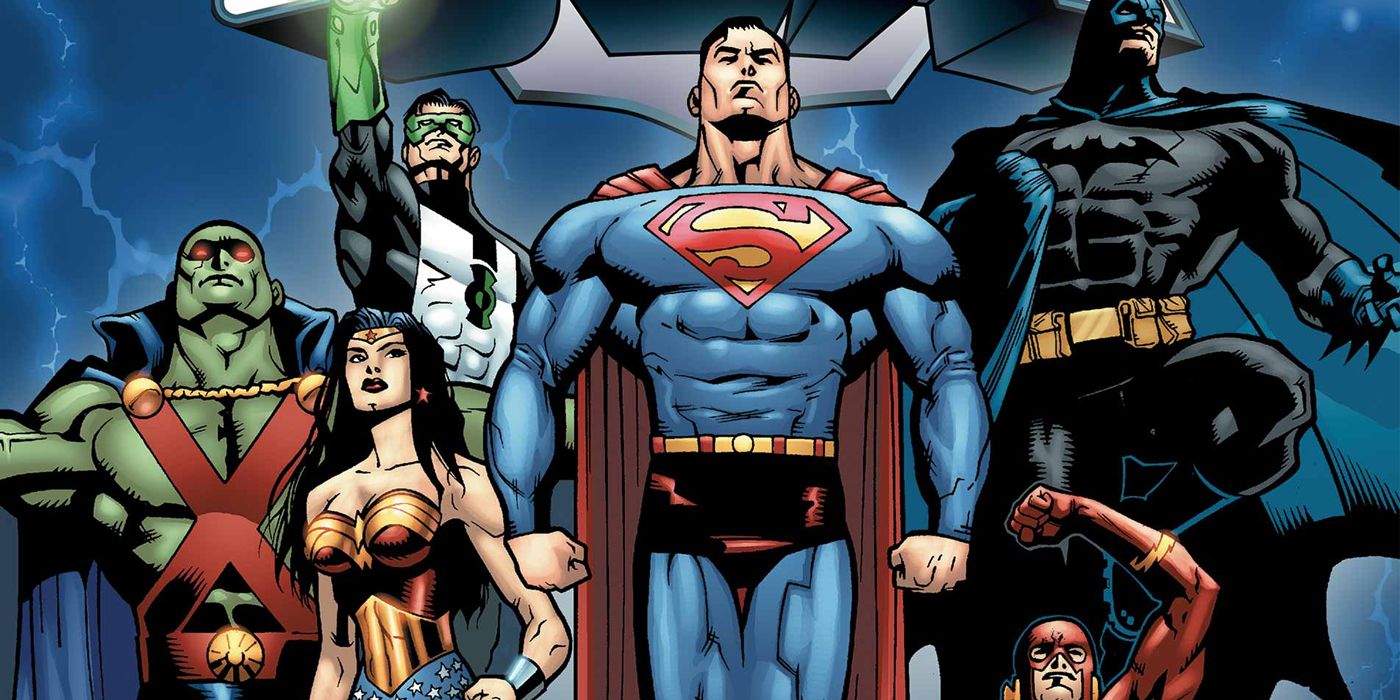 JLA obsidian age shows the Justice League making superhero poses