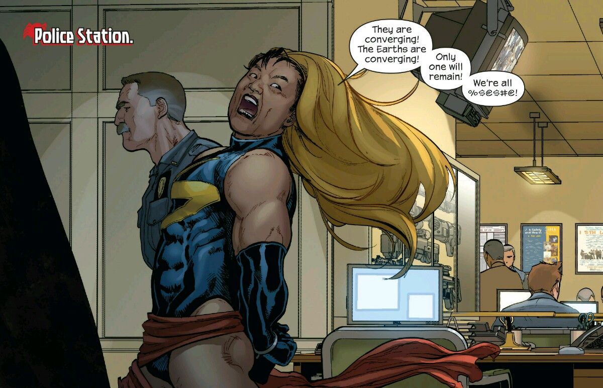 Ms. Marvel costume Bendis police station Easter egg