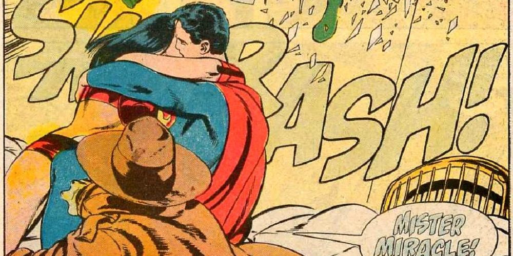 Superman and Big Barda get interrupted in Action Comics #593