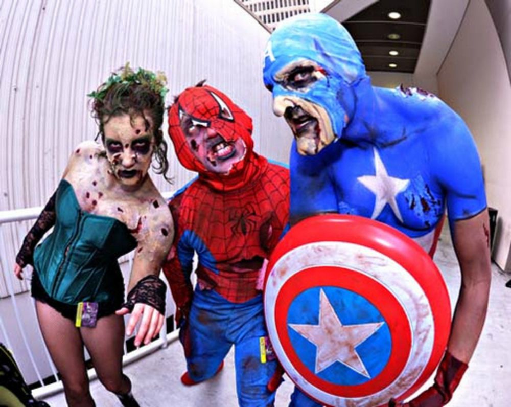 Zombified Captain America and Spider-Man