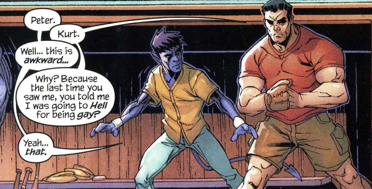 Colossus discussing his sexuality with Nightcrawler
