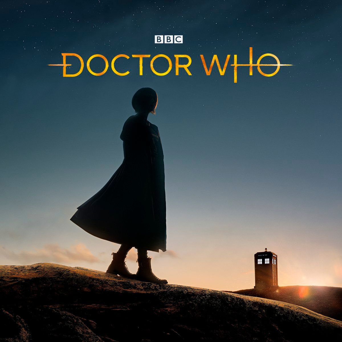 The 13th Doctor stands silhouetted in the poster for the next season of Doctor Who.