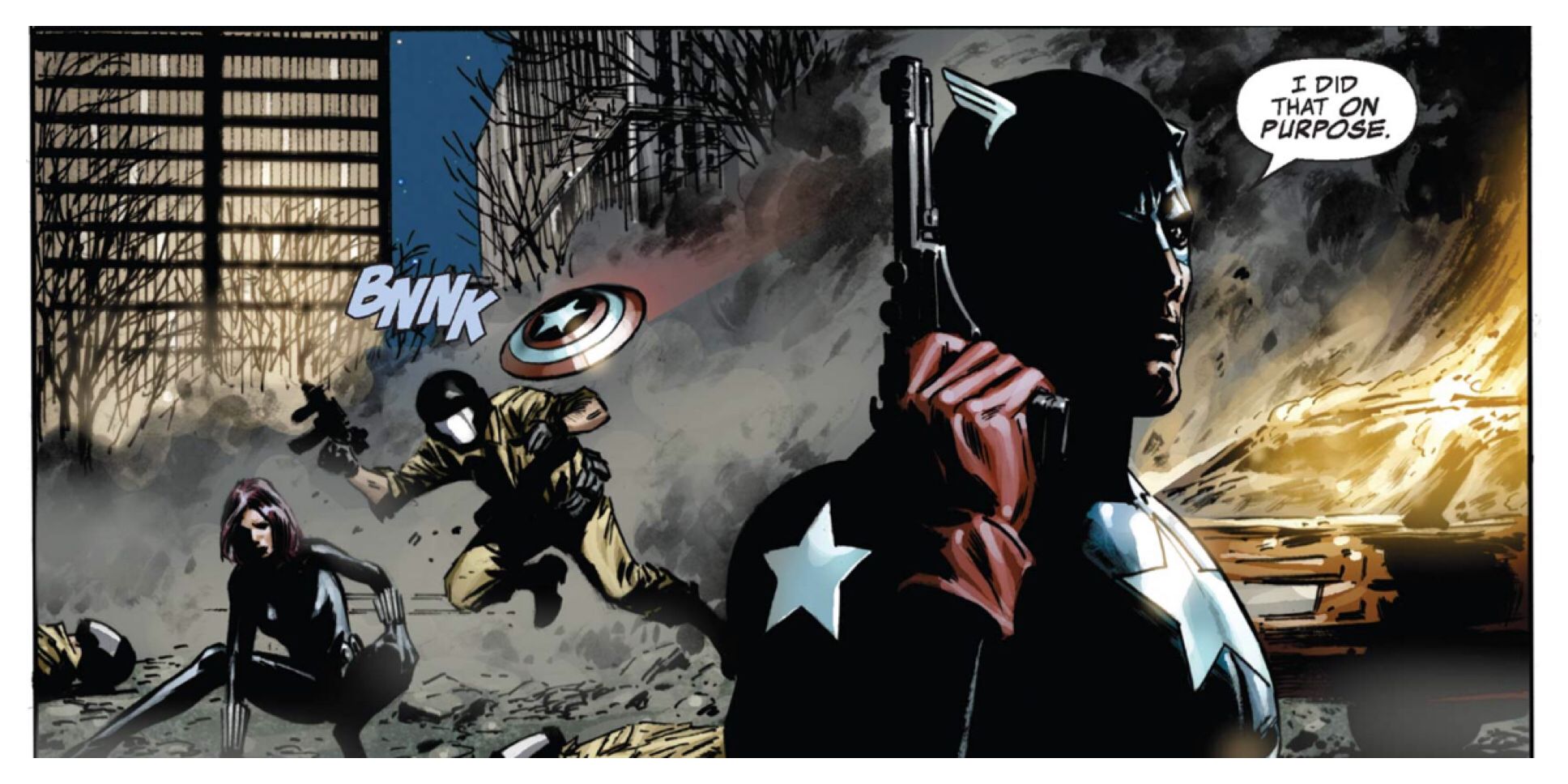 Bucky Barnes as Captain America with the Shield