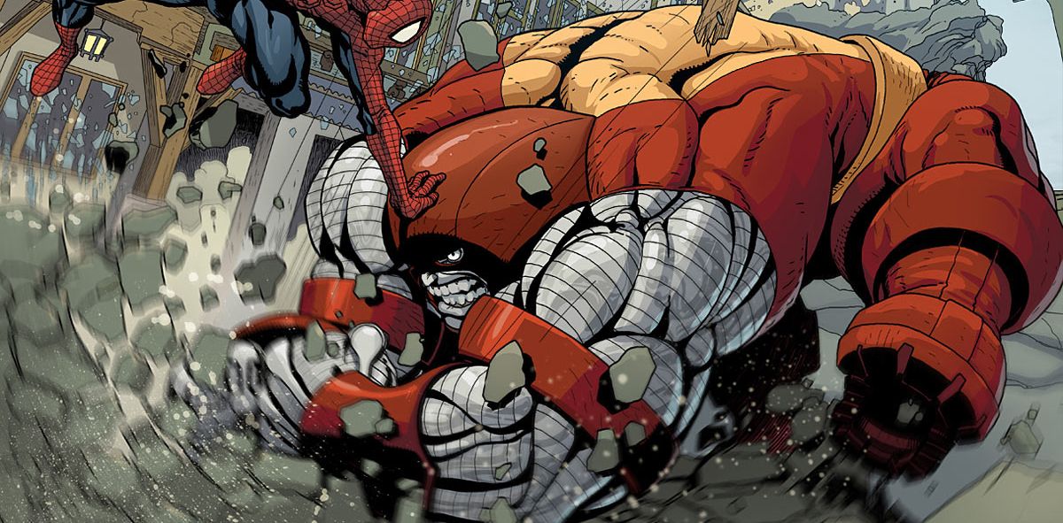 Juggernaut Colossus fighting Spider-Man