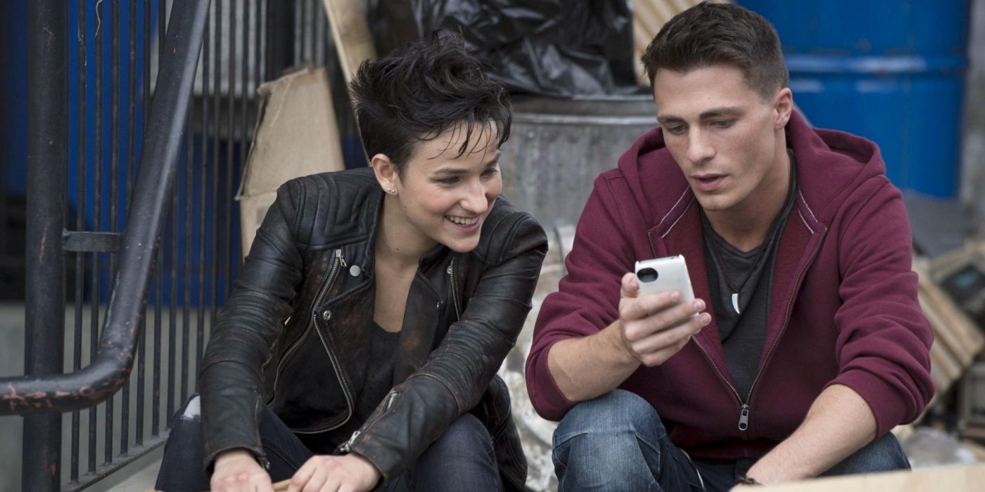 Bex Taylor-Klaus and Colton Haynes as Roy on Arrow