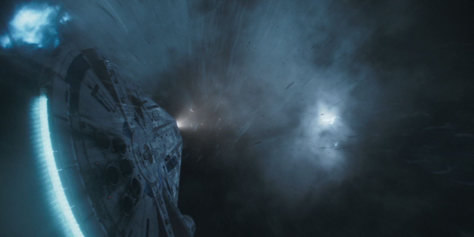 Solo A Star Wars Story Millennium Falcon Kessel Run Through Clouds Storm