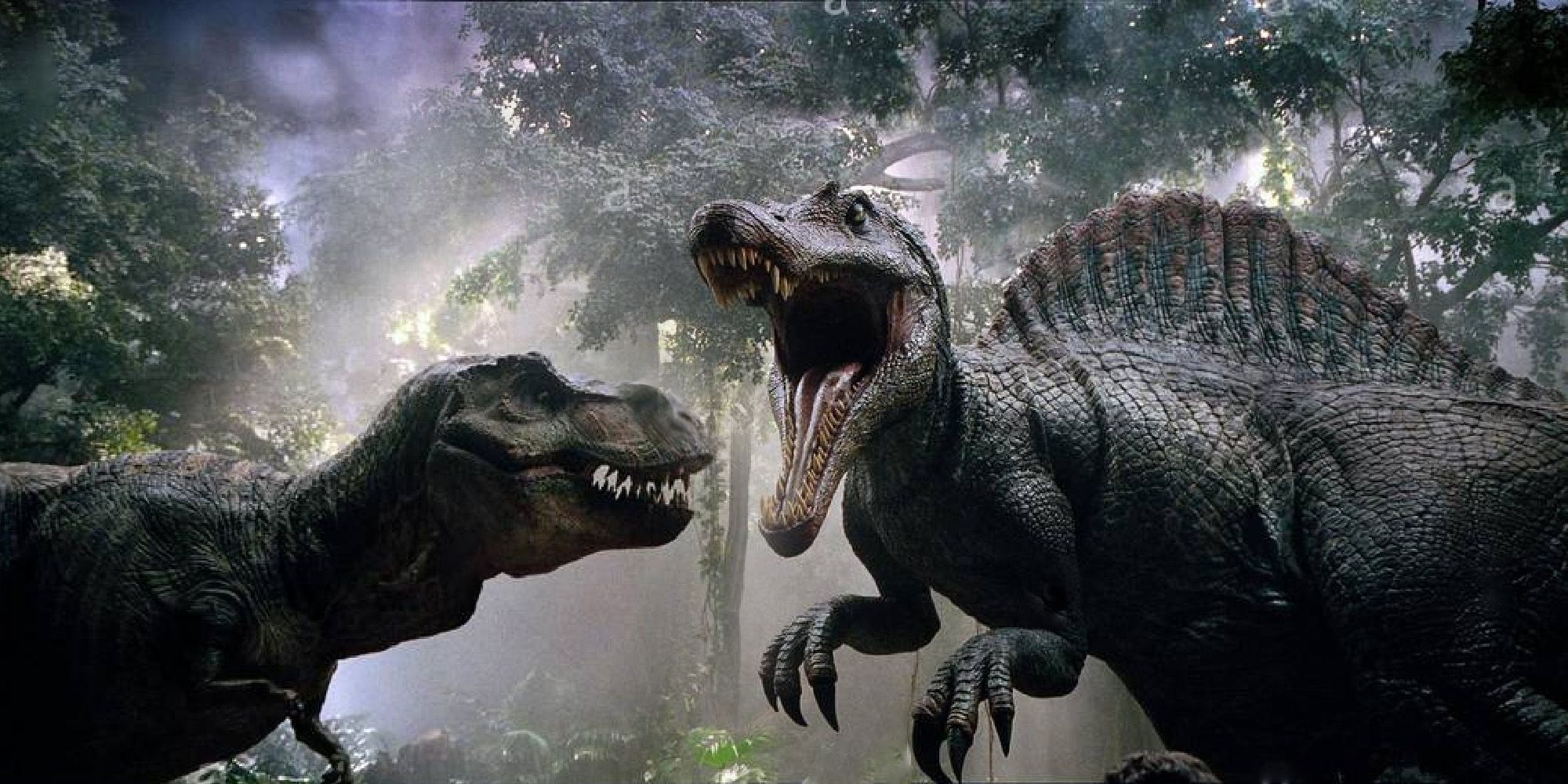 Spinosaurus fighting a T-Rex in Jurassic Park III