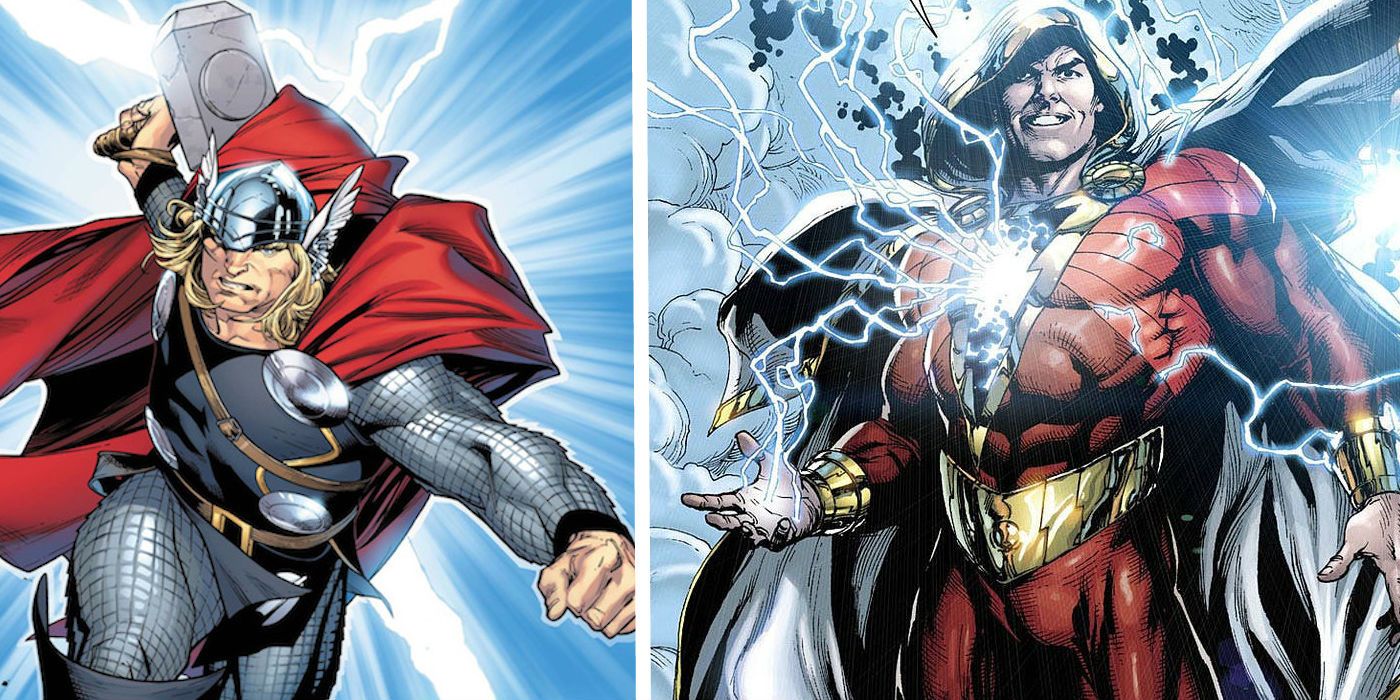 Thor and Shazam Showing Off their Power of Electricity
