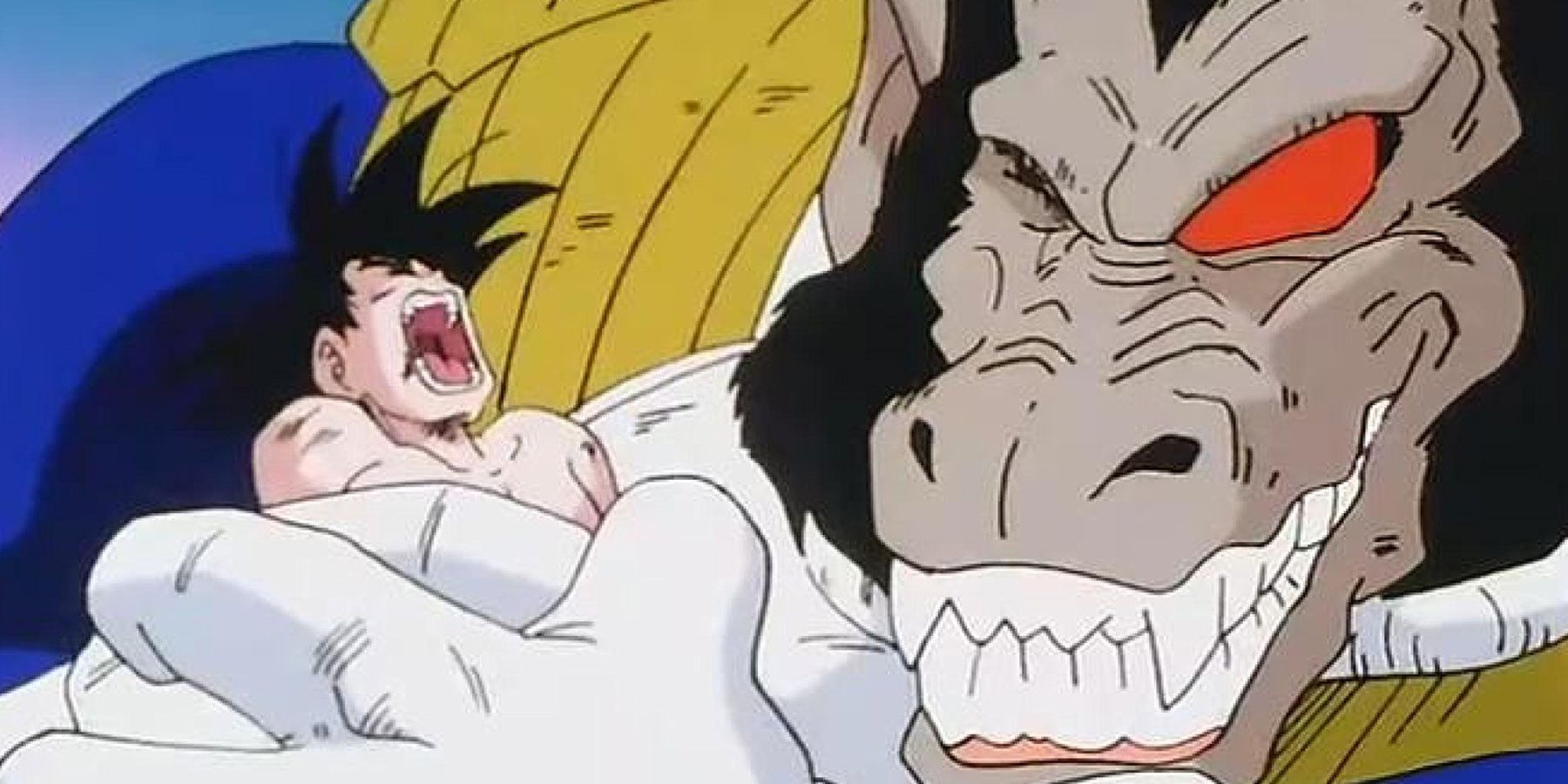 Great Ape Vegeta crushes Goku in Dragon Ball Z