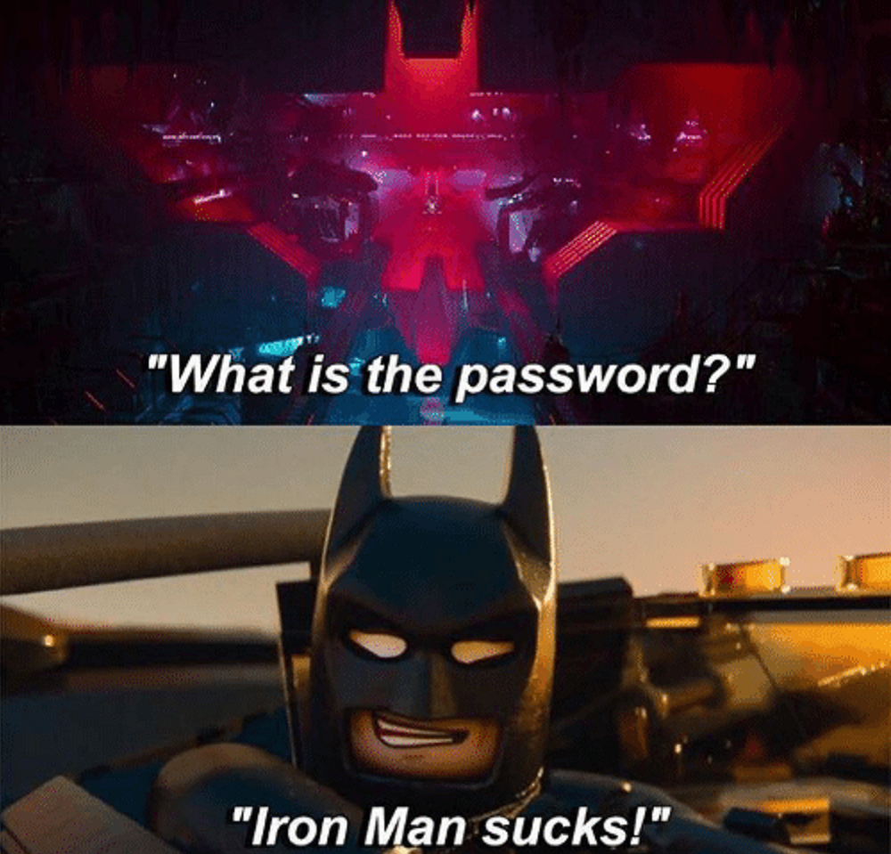 What Is The Password Iron Man Sucks in The Lego Batman Movie
