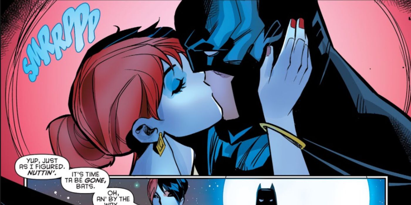 Harley Quinn kisses Batman