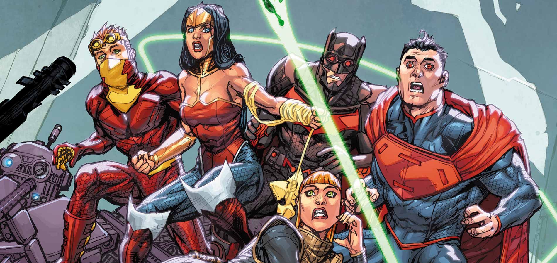 Group shot of the DC heroes in Justice League 3000
