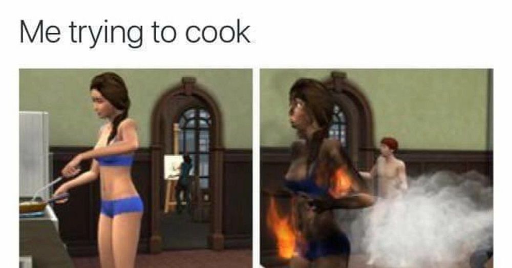 The Sims Catches Fire Cooking