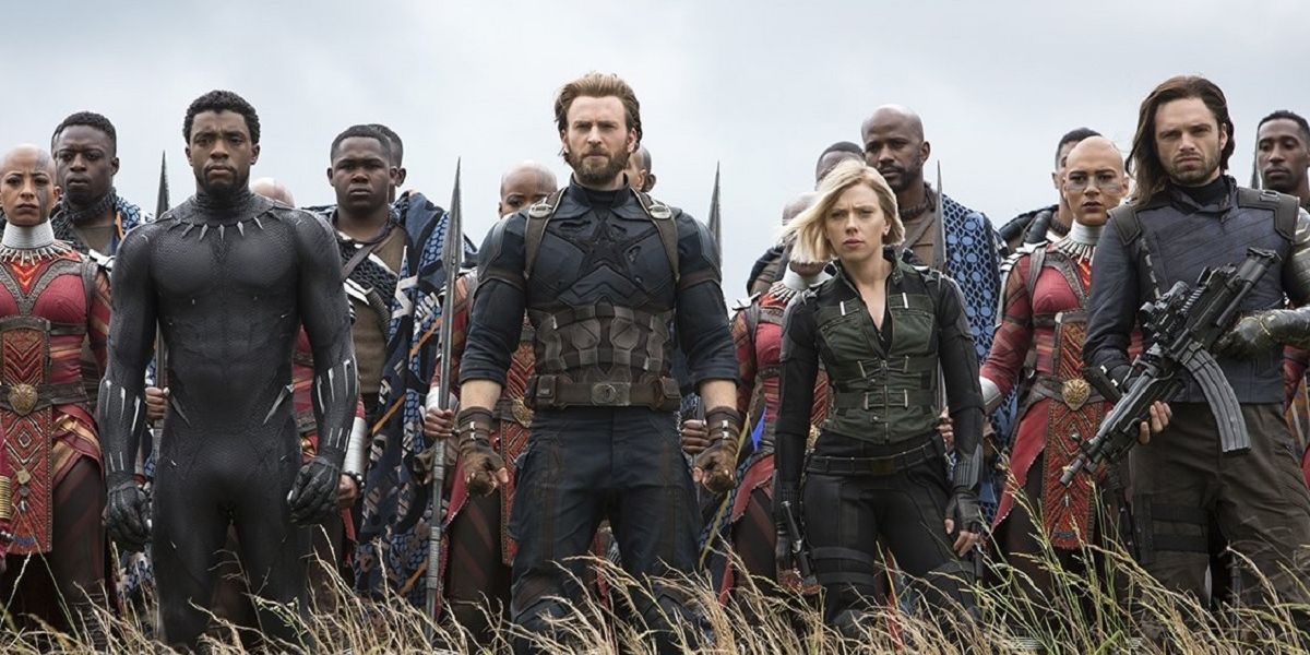 Black Panther, Captain America, Black Widow and Bucky lead a Wakandan army in Infinity War